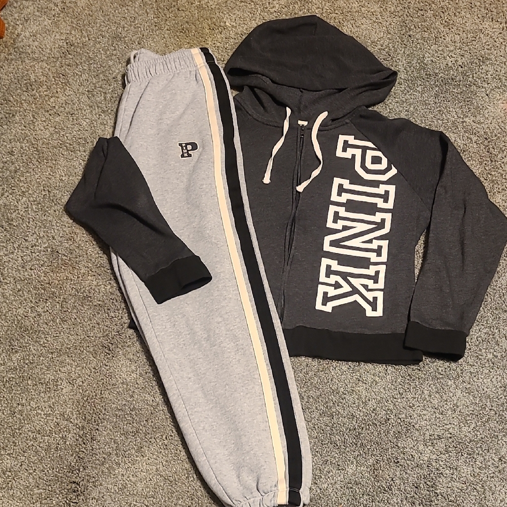 Pink Logo Hoodie and Joggers Set